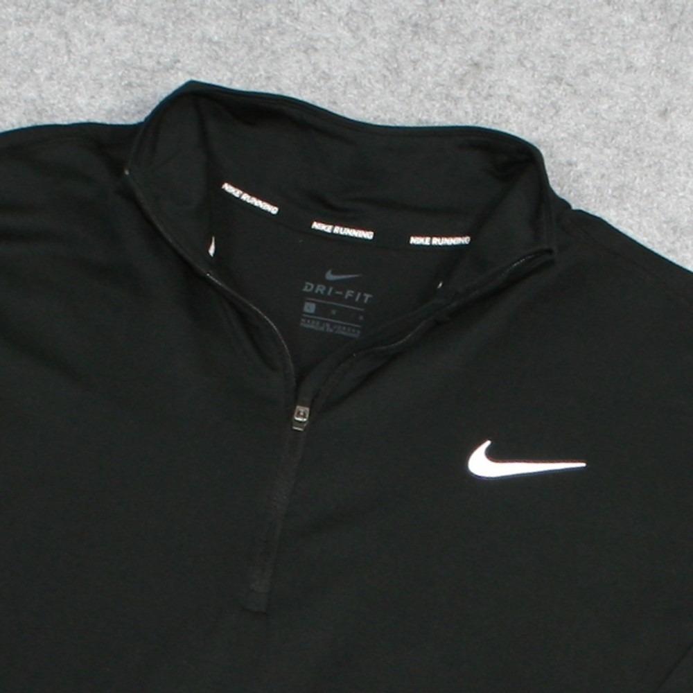 Nike Mens 1/4 Zip Pullover Large Black Dri-FIT Reflective Running Top